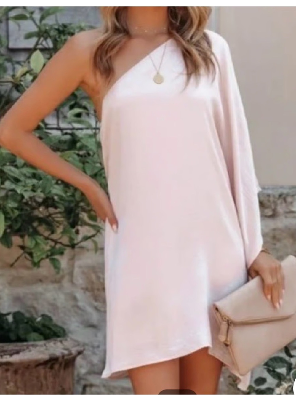 Vici One-Shoulder Pale Blush Pink Dress